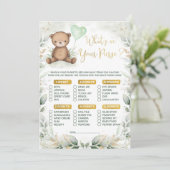 Invitation Qu'y a-t-il dans votre sac Teddy Bear Balloon Baby (Debout devant)