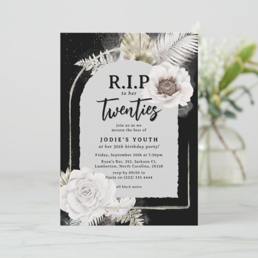 Invitation R.I.P à ses années 20 Floral 30e Anniversaire (Debout devant)