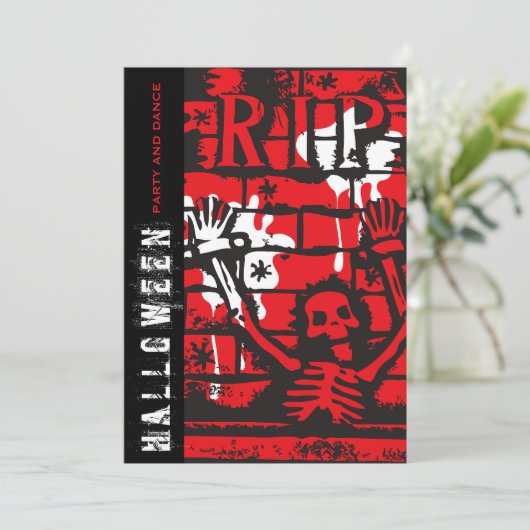 Invitation R.I.P Blood & Chain Skeleton Effrayant Halloween P (Debout devant)