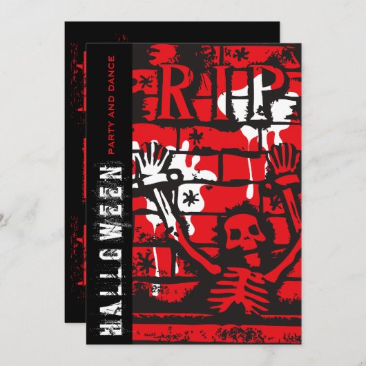 Invitation R.I.P Blood & Chain Skeleton Effrayant Halloween P (Devant / Derrière)