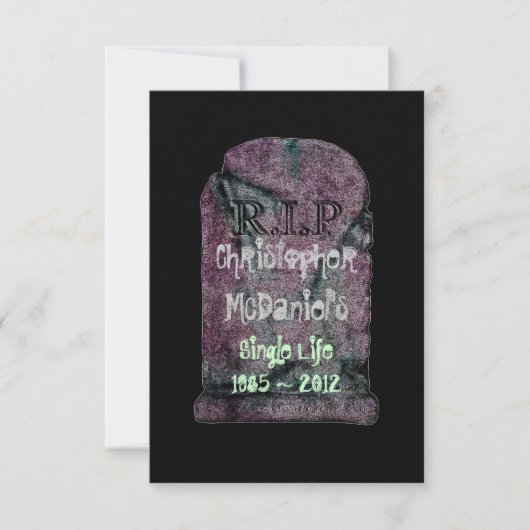 Invitation "R.I.P Vie de Célibataire"- Enterrement de vie de (Devant)