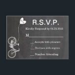 Invitation R.S.V.P. Chalkboard Wedding Inviter Bike and Heart<br><div class="desc">R.s.v.p. pour faire correspondre les invitations avec vélo et baloon.</div>