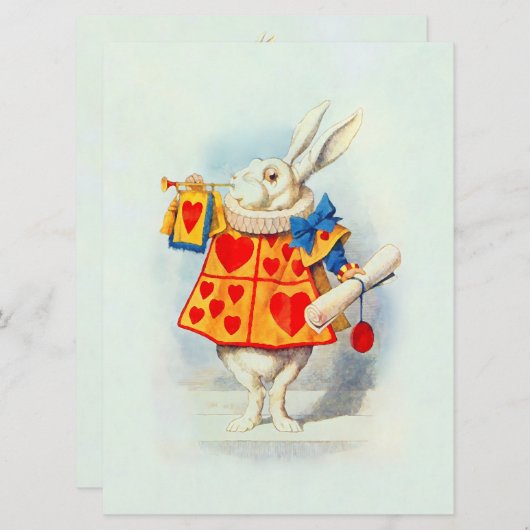 Invitation Rabbit Alice Wonderland PAPIER/TAILLE/FORME OPTION (Devant / Derrière)