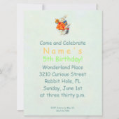 Invitation Rabbit Alice Wonderland PAPIER/TAILLE/FORME OPTION (Dos)