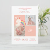 Invitation Rabbit ・ Alphabet Monogramme Baby shower mignon (Debout devant)