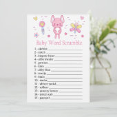 Invitation Rabbit rose Bébé Mot Débauche Jeu (Debout devant)