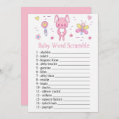 Invitation Rabbit rose Bébé Mot Débauche Jeu (Devant / Derrière)