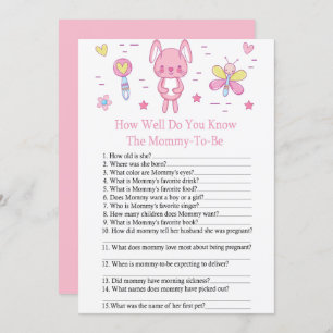 Invitation Rabbit rose COMMENT CONNAISSEZ-VOUS LE baby shower