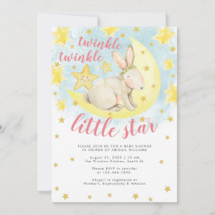 Invitation Rabbit rose Gold Twinkle petit Baby shower étoile