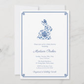 Invitation Rabin Chinoiserie Chic Baby shower Bleu Et Blanc (Devant)