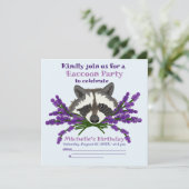 Invitation Raccoon avec lavande. Raccoon (Debout devant)