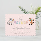 Invitation Raccoon Fox Forest Friends Neutral Baby shower (Debout devant)