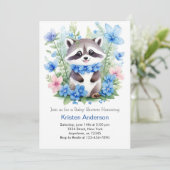 Invitation Raccoon Meadow Magic Blue Boy Baby shower (Debout devant)