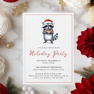 Invitation Raccoon Noël mignonne Fête de Vacances