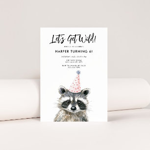 Invitation Raccoon Party Casquette Enfants Woodland Anniversa