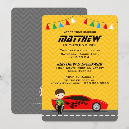 Invitation Race Car (Devant / Derrière)