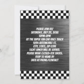Invitation Race Car À damiers Drapeau Photo Boys Anniversaire (Dos)