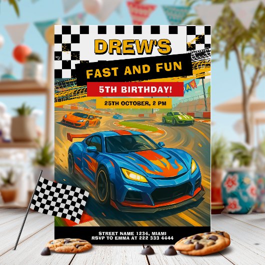 Invitation Race Car Anniversaire Design
