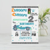 Invitation Race Car Birthday 2 - Boys Racin party (Debout devant)