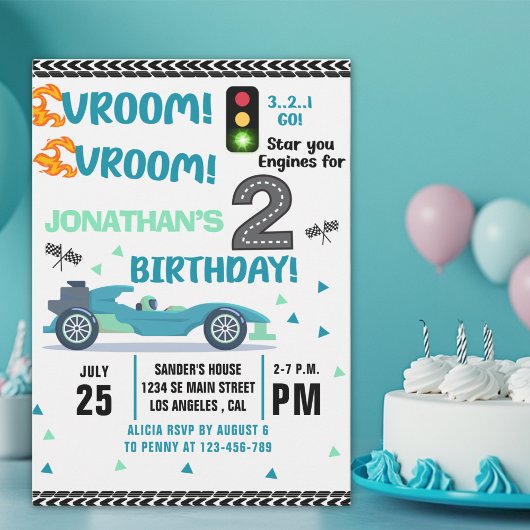Invitation Race Car Birthday 2 - Boys Racin party