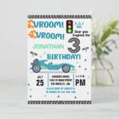 Invitation Race Car Birthday 3 - Boys Racin party (Debout devant)