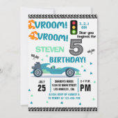 Invitation Race Car Birthday 5th - Boys Racin party (Devant)