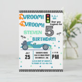 Invitation Race Car Birthday 5th - Boys Racin party (Debout devant)