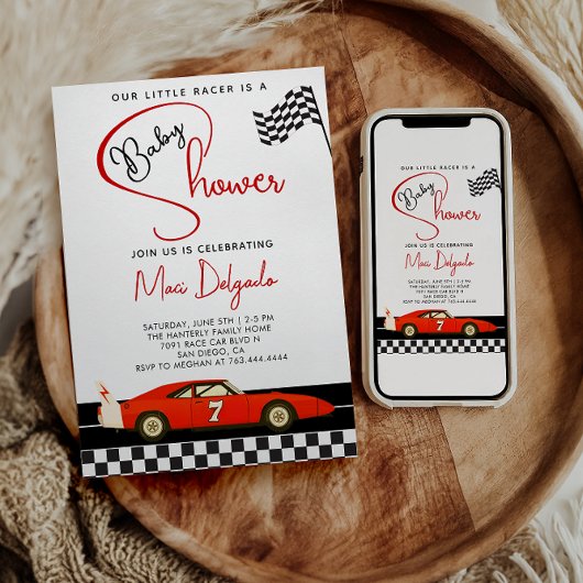 Invitation Race Car Boy Baby Shower |Fast and Fun Baby Shower