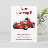 Invitation Race Car Boys Enfants 2e fête anniversaire (Debout devant)