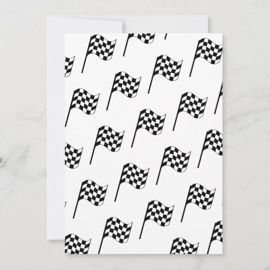Invitation Race Car Checker Drapeau Boy 1er anniversaire (Dos)