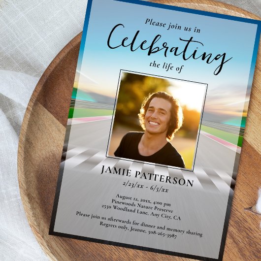 Invitation Race Car Driver Celebration of Life, Funeral Photo