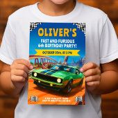 Invitation Race Car fête d'anniversaire avec Green Muscle Car