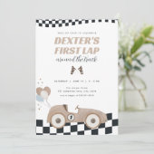 Invitation Race Car First Lap Around the Track 1st Birthday (Debout devant)