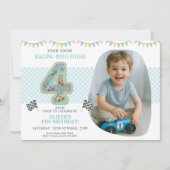 Invitation Race Car Fourth Birthday Party (Devant)