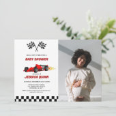 Invitation Race Car garçon Baby shower (Debout devant)
