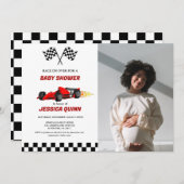 Invitation Race Car garçon Baby shower (Devant / Derrière)