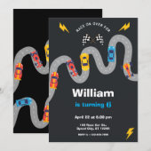 Invitation Race Car Rally Birthday Party (Devant / Derrière)