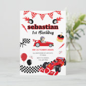 Invitation Race Car Thématique 1er anniversaire Fête Invitati (Debout devant)
