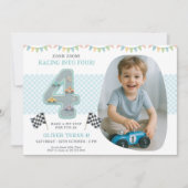 Invitation Race Car Theme 4th Birthday Party (Devant)