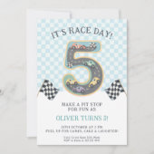 Invitation Race Day Fifth Birthday (Devant)