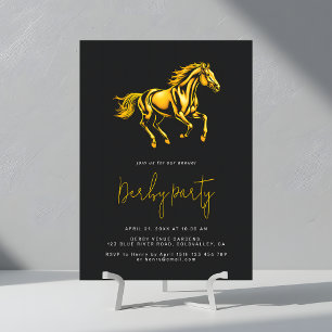 Invitation Race Horse Derby Party Élégant Noir et Or
