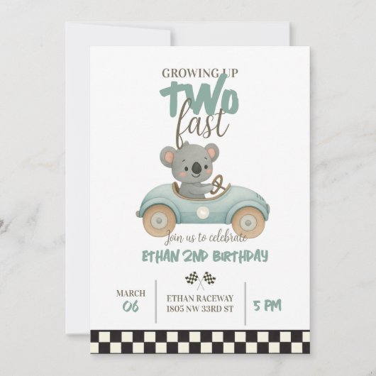 Invitation Race On Over – Car-Themed Birthday Invite (Devant)