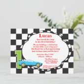 Invitation Racecar de premier anniversaire, à dami (Debout devant)