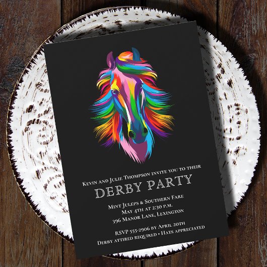 Invitation Racehorse de couleur Derby Party