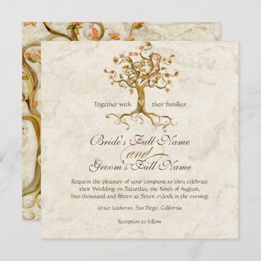 Invitation Racines de l'arbre de rotation Parchemin ancien Mo (Devant / Derrière)