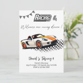 Invitation 🏁 Racing Car Anniversaire Je Vitesse dans le plai (Debout devant)