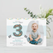 Invitation Racing Car Third Birthday Party (Debout devant)