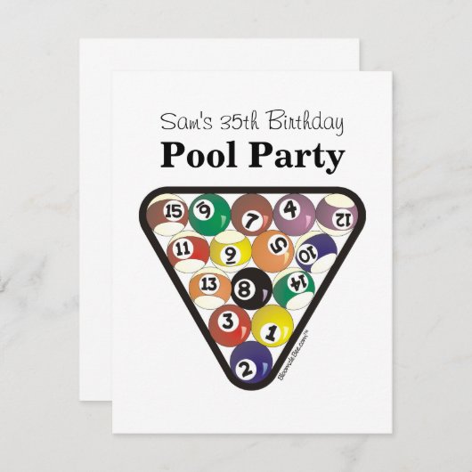 Invitation Rack Ball de la piscine (Devant / Derrière)