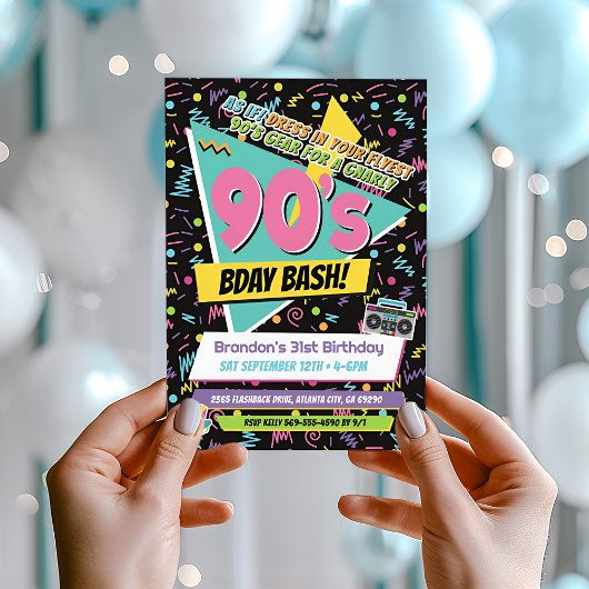 Invitation Rad 90s Memphis Style Anniversaire