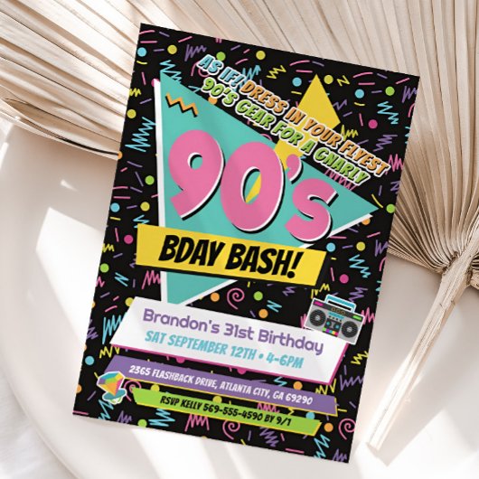 Invitation Rad 90s Memphis Style Anniversaire